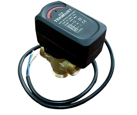 3-drogowy zawór strefowy Termojet 1" z siłownikiem elektrycznym, 230V AC, 8s/60°, 5 Nm ABF-ZV3-100